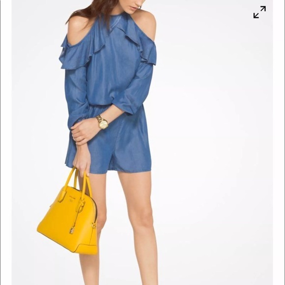Michael Kors Other - MICHAEL KORS Ruffled Peekaboo Chambray Jumpsuit